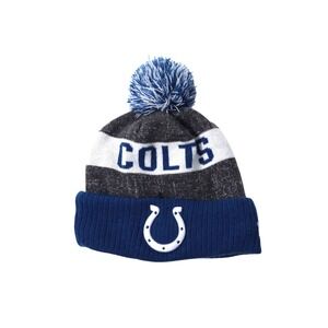 Indianapolis Colts Winter Youth Beanie NFL Extra Warm Blue Wool Blend Pom